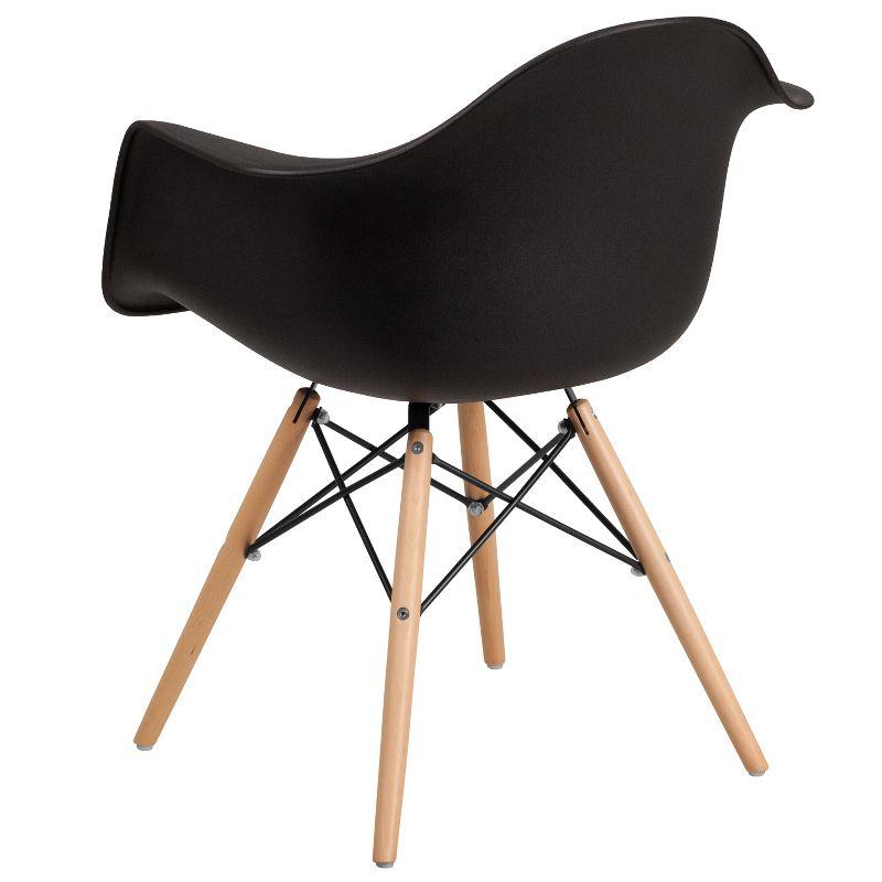 Modern Black Polypropylene Arm Chair with Wooden Legs