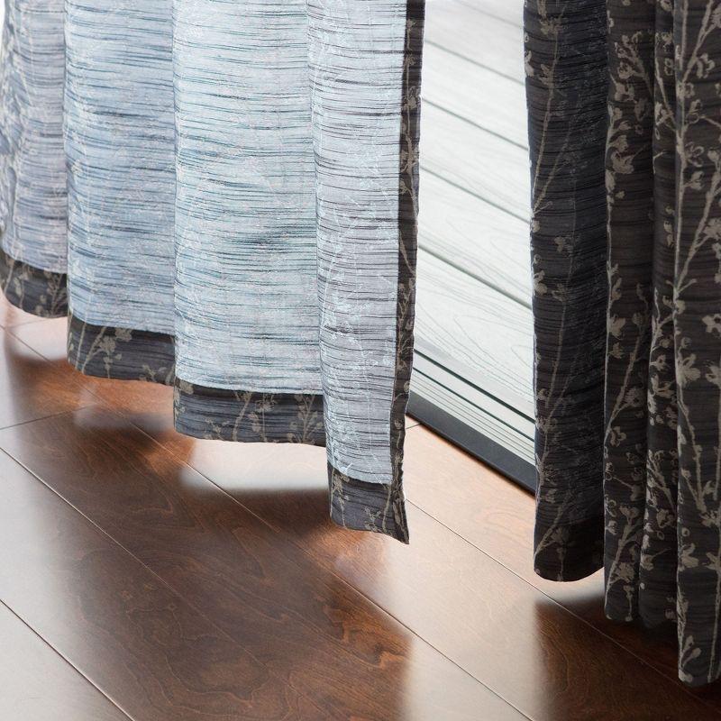 Chanasya 2pk Jacquard Floral Partial Room Darkening Grommet Window Curtain Panels - Set of 2 - 52 x 84 Inches Long - Dark Blue