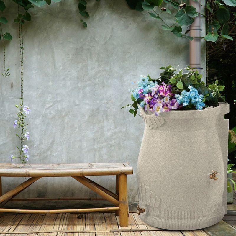 Good Ideas Good Ideas 50 Gallons Plastic Drainable Dual Overflow Planter Rain Barrel