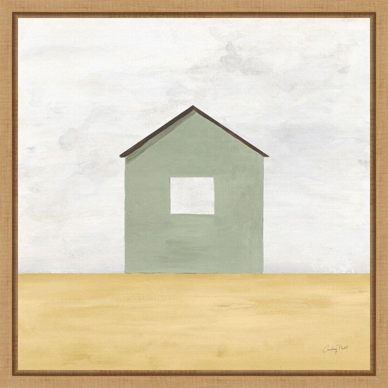 Rural Barn Simplicity II Green and Brown Canvas Print with Maple Frame