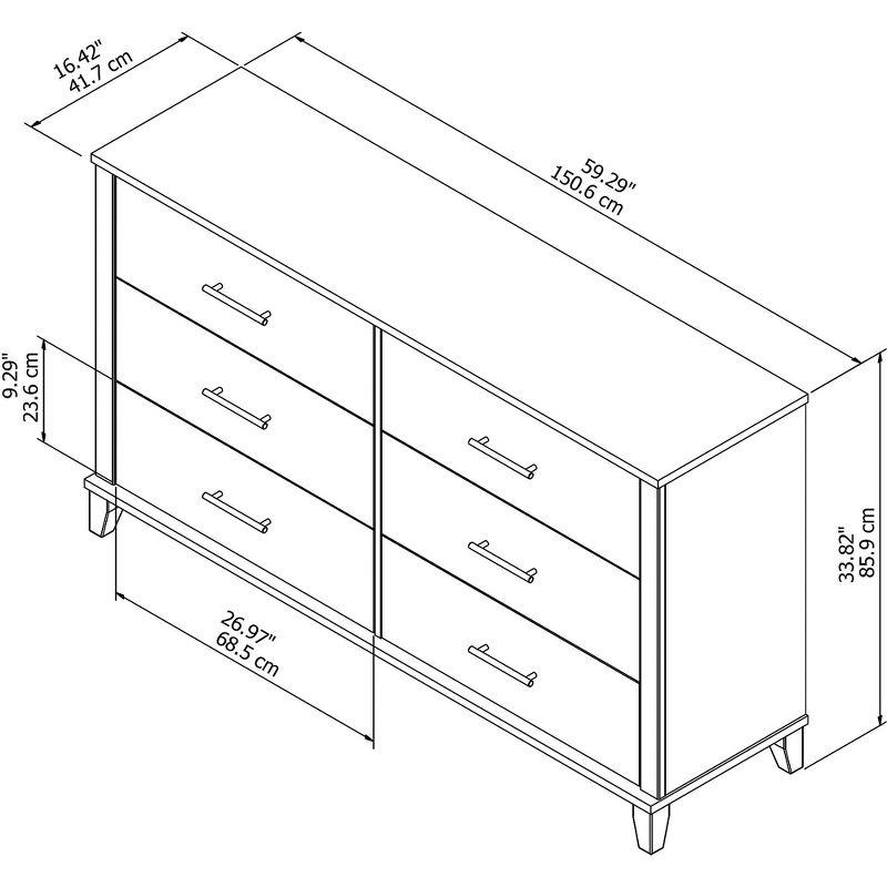 Somerset 6 Drawer Dresser in Gray - Bush Furniture: Mid-Century Style, Ample Storage Space