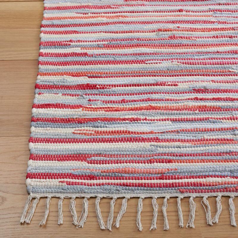 Handmade Boho Stripe Cotton Flat Woven Area Rug, Red 30"x4"