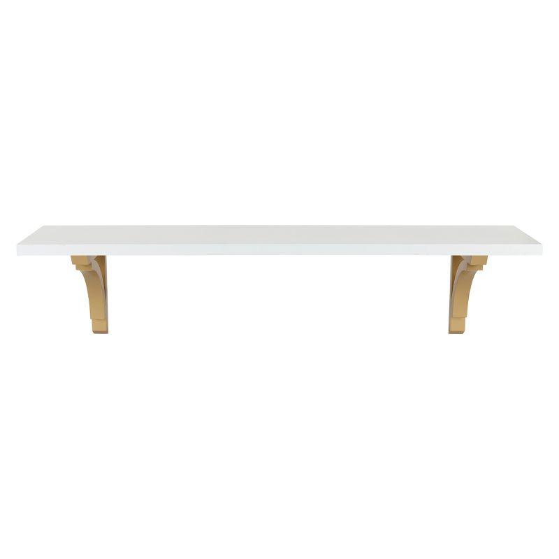 Kate & Laurel All Things 36" x 9" Corblynd Traditional Wood Wall Shelf White/Gold : Elegant Home Decor Storage