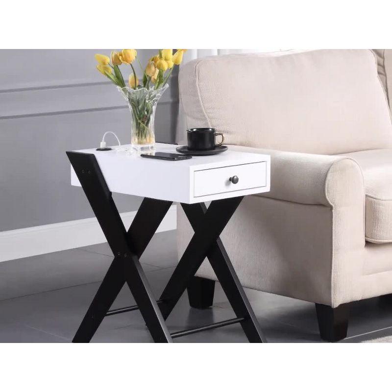Fierce Side Table with USB Charging Dock Burgundy/Black - Acme Furniture: Living Room, Pullout Drawer, MDF