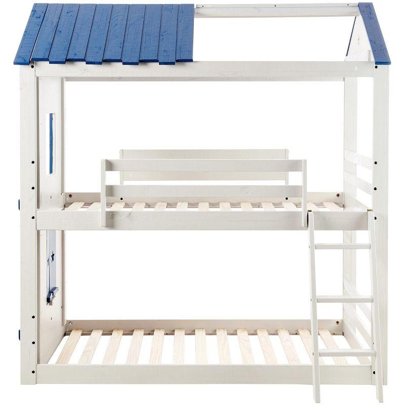 Donco Kids Star Gazer Twin Over Twin Grey & Blue House Bunkbed