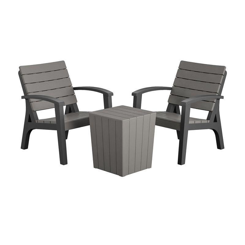 COSCO Gray and Black 3-Piece Resin Chat Set with Coffee Table