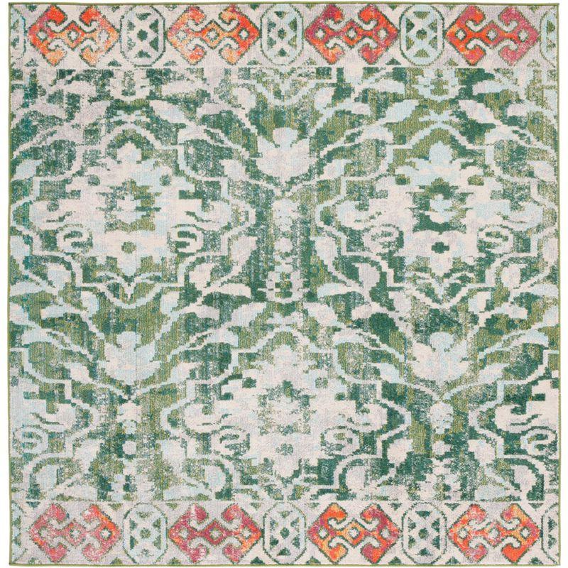 Madison MAD444 Power Loomed Area Rug - Green/Ivory - 6'7"x6'7" - Safavieh.
