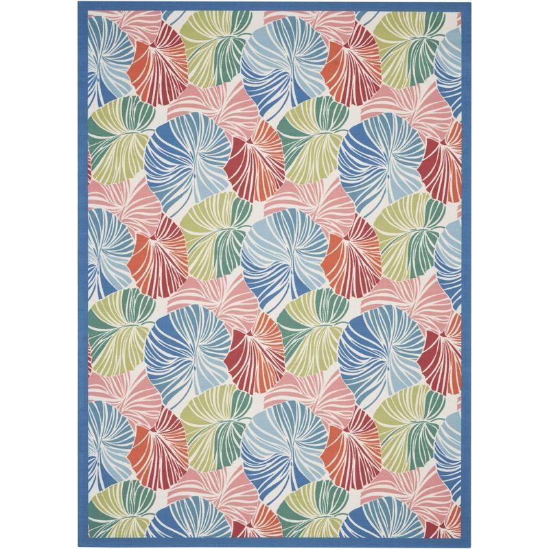 Multicolor Tropical Leaf Pattern Outdoor Area Rug