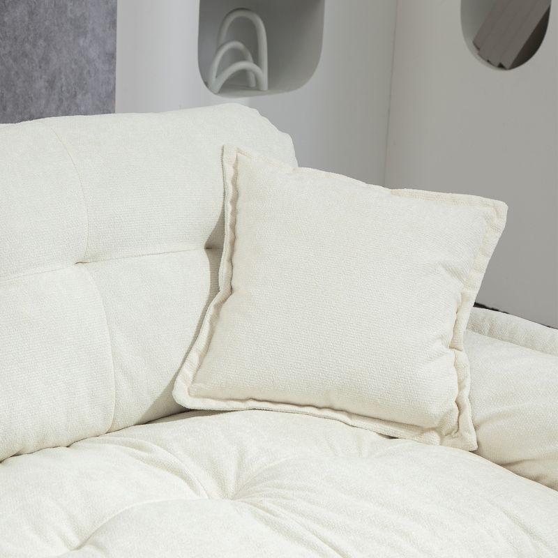 84"W Chenille Upholstered Sofa, Deep Seat Loveseat Couch with 2 Throw Pillows & Memory Foam, Beige - ModernLuxe