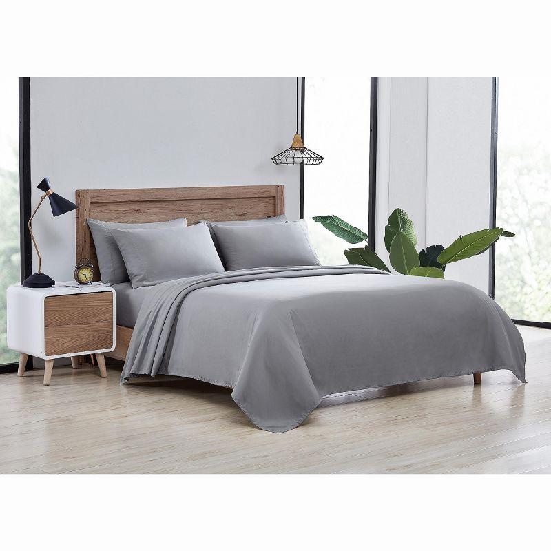 Gray Queen Organic Solid Microfiber Bedding Set