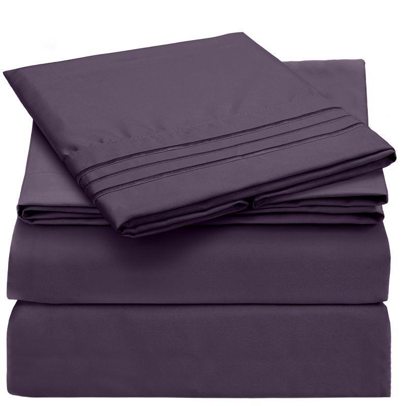 Twin Purple Microfiber Chevron Sheet Set