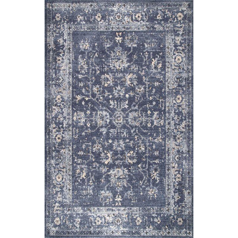 Nuloom Florid Emma Floral 4x6 Indoor Area Rug for Living Room Bedroom Dining Room Kitchen, Blue/Ivory
