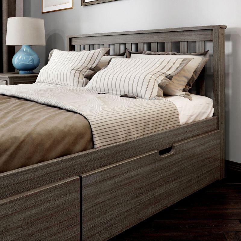 Plank+Beam Solid Wood Queen Bed Frame with Headboard and Storage Drawers