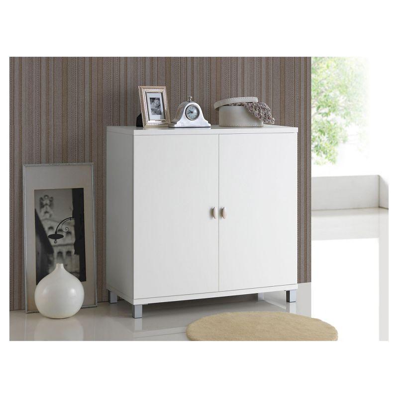 Marcy Modern and Contemporary Wood Entryway Storage Sideboard Cabinet - White - Baxton Studio: Engineered Wood, 5 Shelves, Bag Organizer
