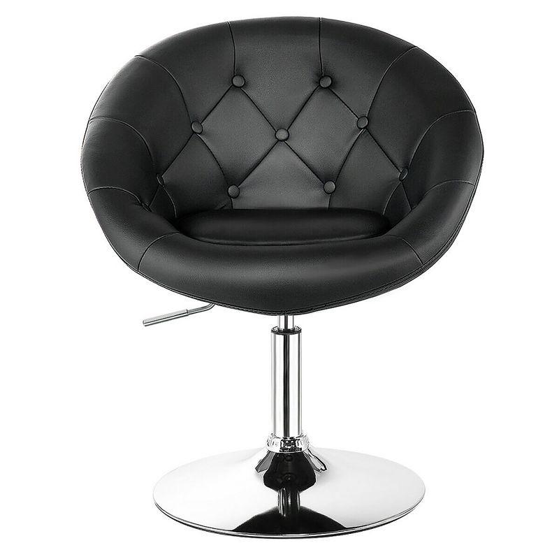 Modern Adjustable Swivel Accent Chair in Tufted Black PU Leather