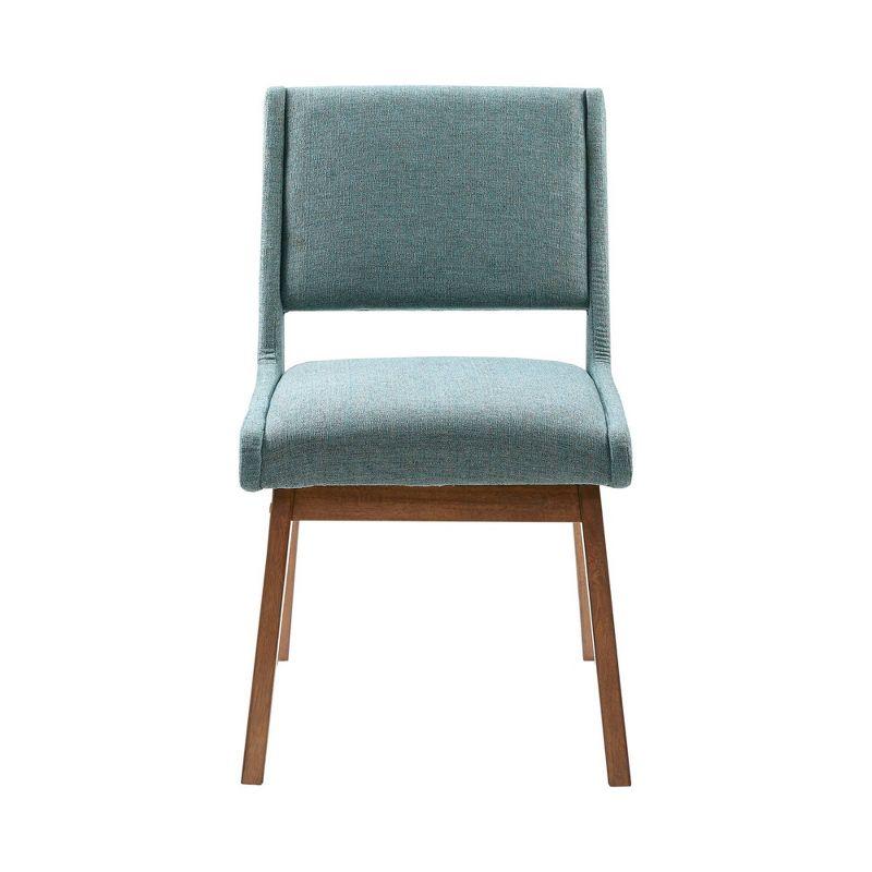 Ink+Ivy Set of 2 Boomerang Dining Chair Blue: Upholstered, Pecan Wood Legs, Mid-Century Modern