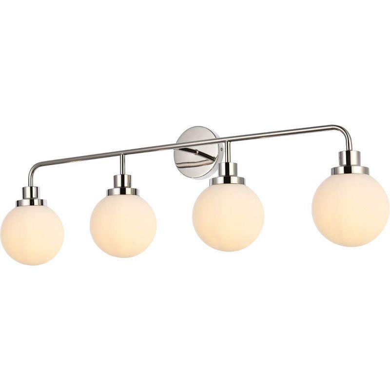 Elegant Lighting Hanson 4 lights bath sconce in polished nickel with frosted shade