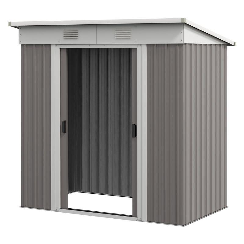 Outsunny Metal Garden Shed, Backyard Tool Storage Shed with Dual Locking Doors, 2 Air Vents and Steel Frame