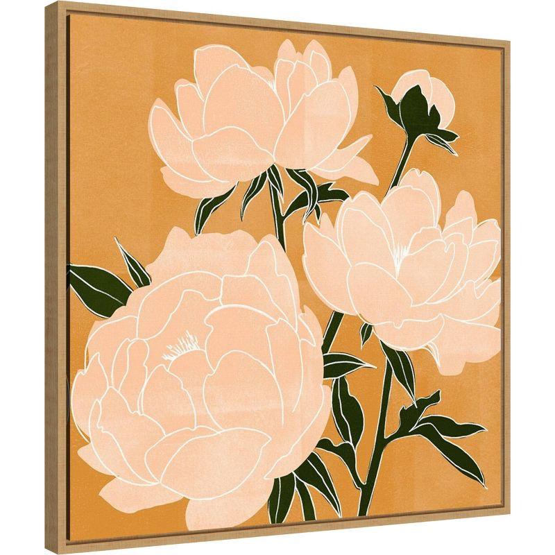 22" x 22" Modern Peonies II by Emma Scarvey Framed Canvas Wall Art Print - Amanti Art: Hand-Stretched, Botanical Lithograph