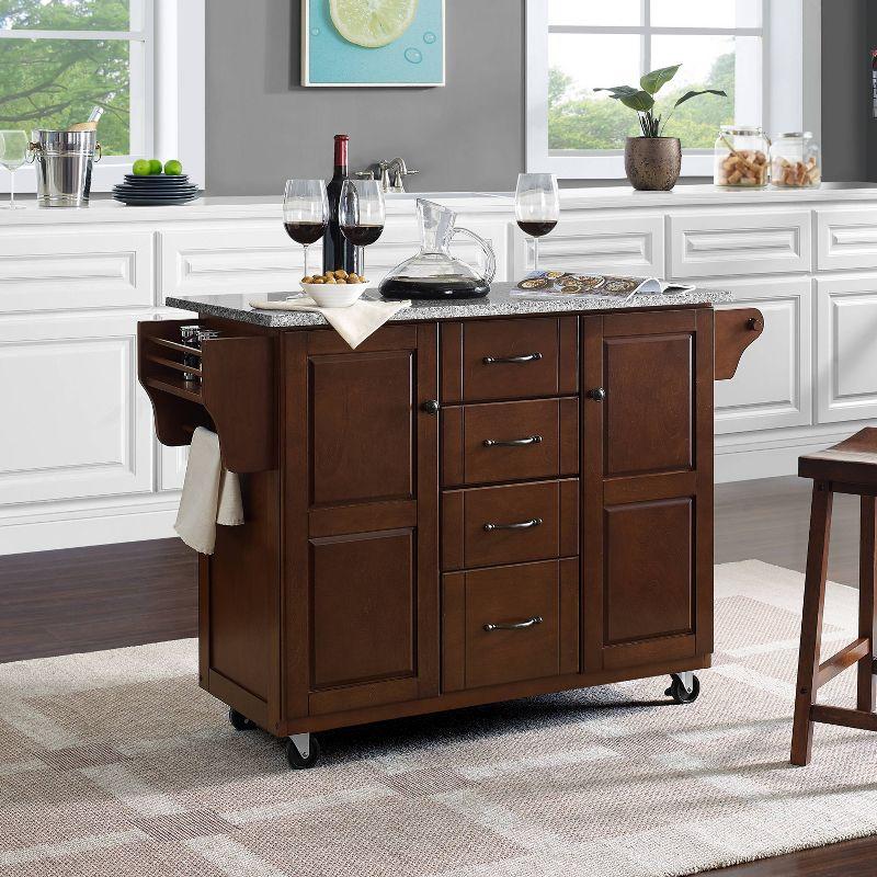 Eleanor Granite Top Kitchen Cart Mahogany/Gray - Crosley