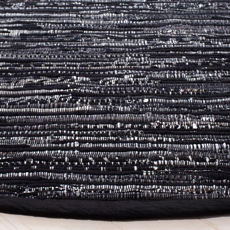 Rag Area Rug RAR121 Hand Woven Area Rug - Black - 6' Round - Safavieh.