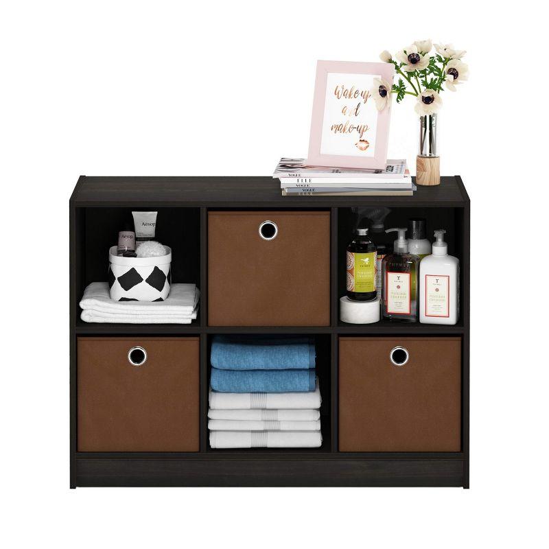 Furinno 3-Cube Bookcase Organizer Storage Book Shelf with 3 Pull-out Bin Drawer