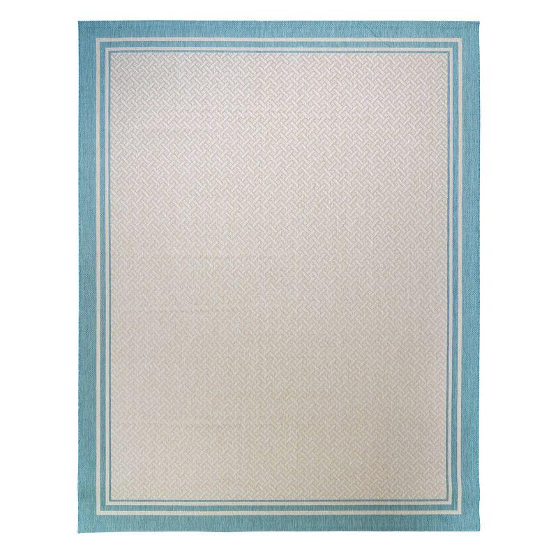 Gertmenian Paseo Soroa Blue/Beige Border Indoor/Outdoor Flatweave Area Rug