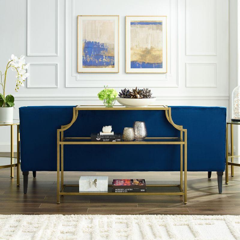 Aimee Console Table - Crosley: Elegant Steel Frame, Clear Glass Top, Fixed Shelf, Entryway Furniture