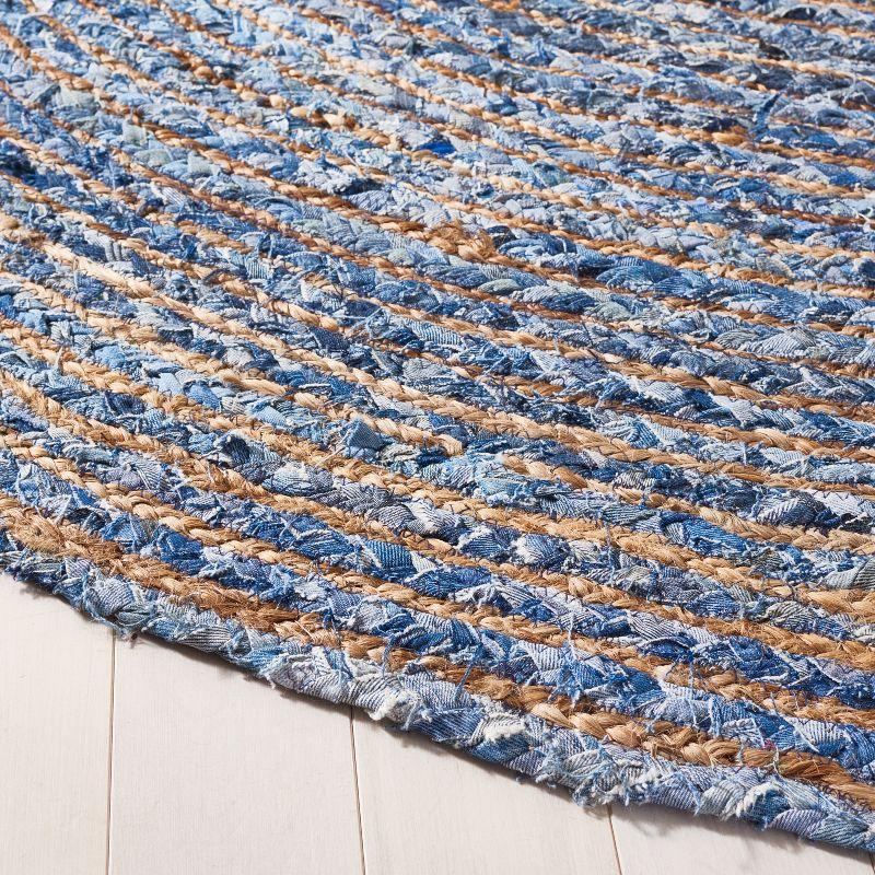 Coastal Charm Hand-Woven Boho Jute & Cotton 8' x 10' Oval Rug in Blue