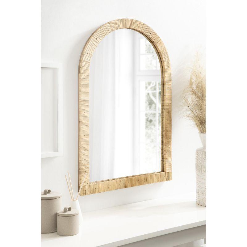 Natural Rattan Arch Wall Mirror, 20x30, Boho Design