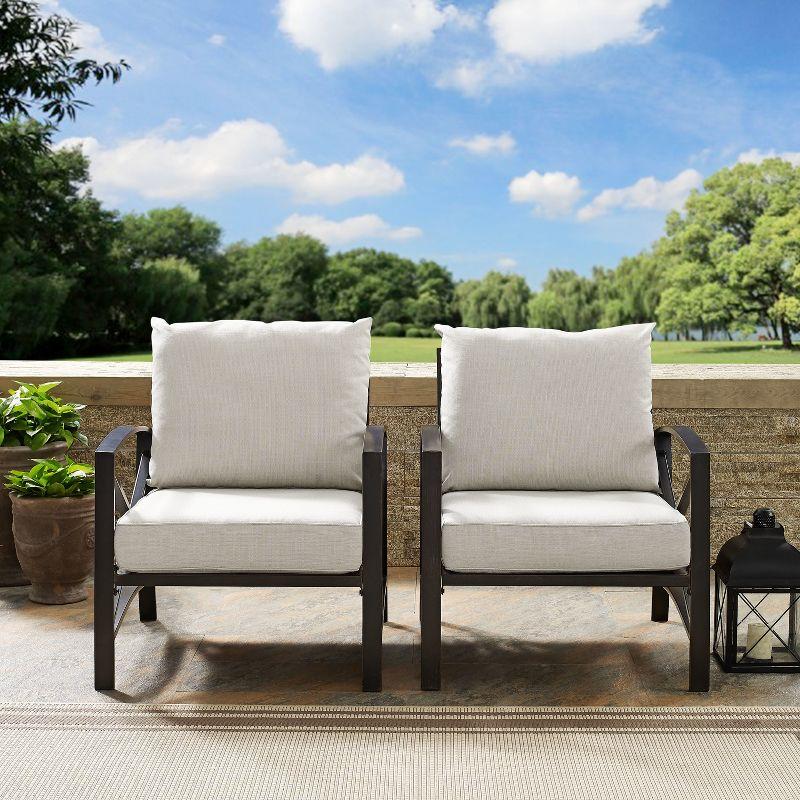 2pc Kaplan Outdoor Chair Set Oatmeal - Crosley: Steel Frame, UV-Resistant Cushions, Patio Seating