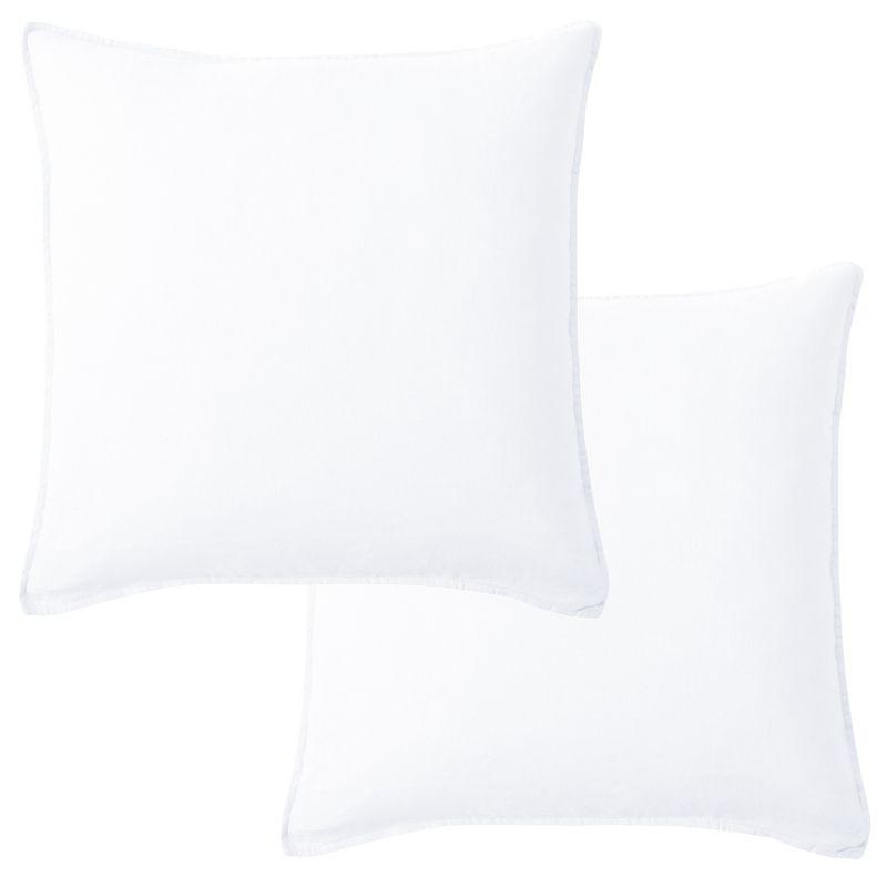 Soft White Linen Square Decorative Pillow Cover Set