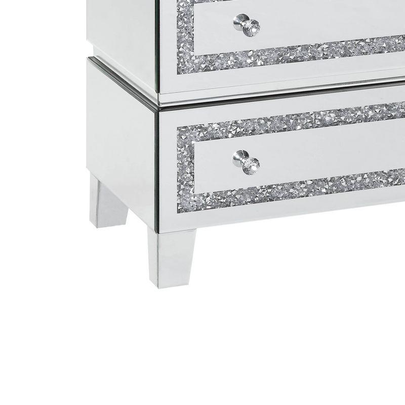 32" Noralie Decorative Storage Cabinet Mirrored, Faux Diamonds - Acme Furniture: Acrylic Surface, MDF Frame, No Assembly Required