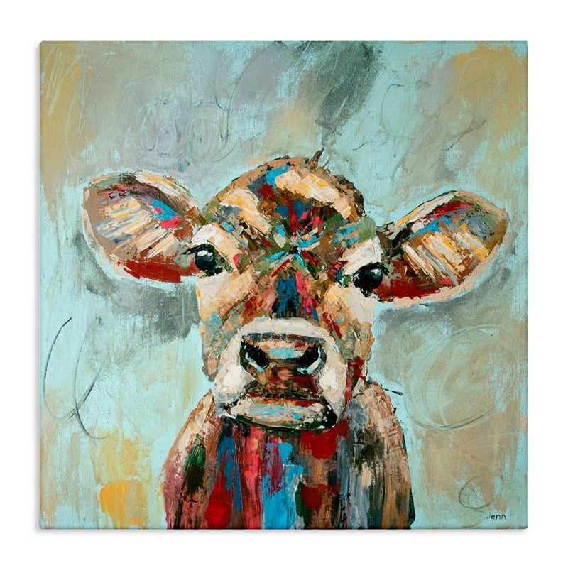 Stupell Industries " Brushed Painting Cow Animal " by Jen Seeley Painting Print