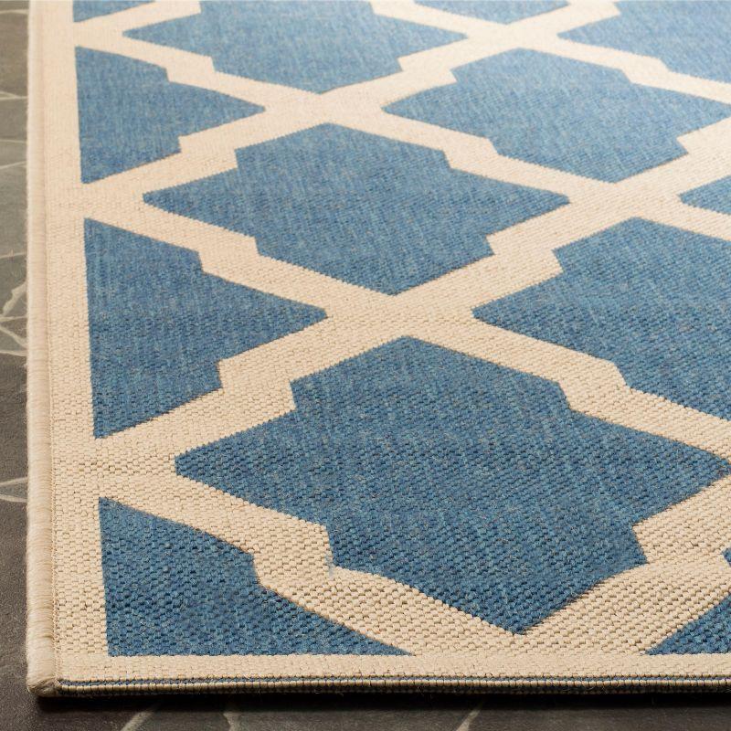 Linden 6'7" Square Blue and Creme Geometric Synthetic Rug