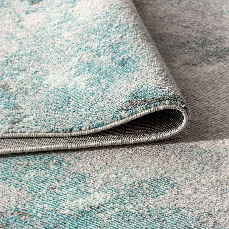 6'x 9' Contemporary POP Modern Abstract Vintage Area Rug, Cream/Blue - JONATHAN Y