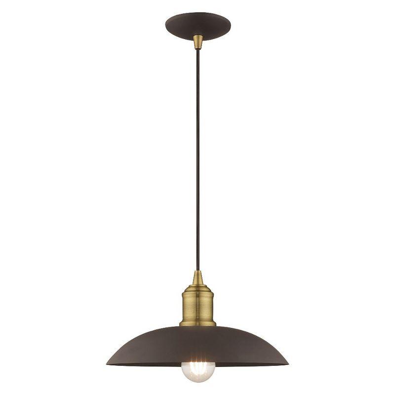 Bronze and Brass Mini Pendant Light with Metal Shade