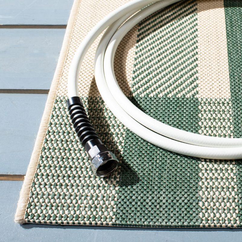 Easy-Care Green and Beige Synthetic Indoor/Outdoor Rug - 27x5