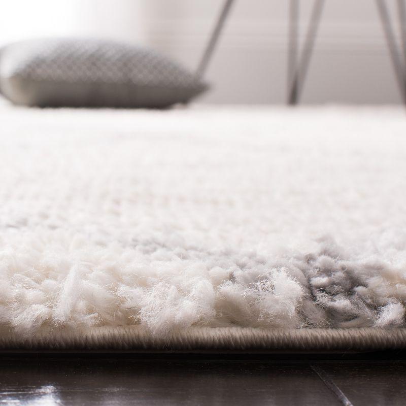 Parma Shag PMA515 Power Loomed Indoor Runner Rug - 2'3"x11' - Cream/Grey - Safavieh