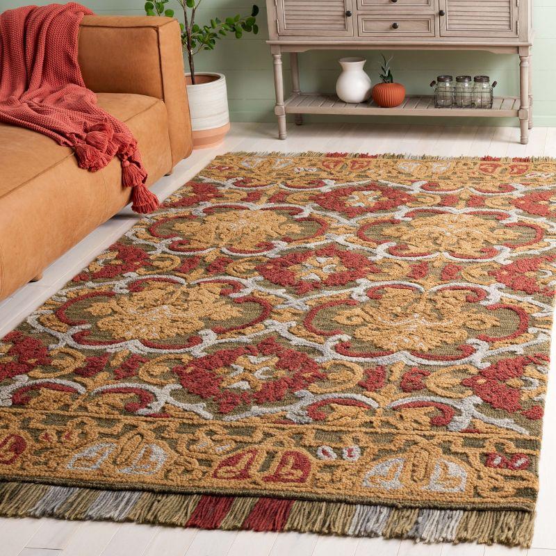 Blossom BLM422 Hand Tufted Runner Rug - Navy/Green - 2'3"x14' - Safavieh.