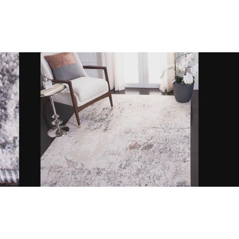 Aston 3' Square Gray Abstract Synthetic Area Rug