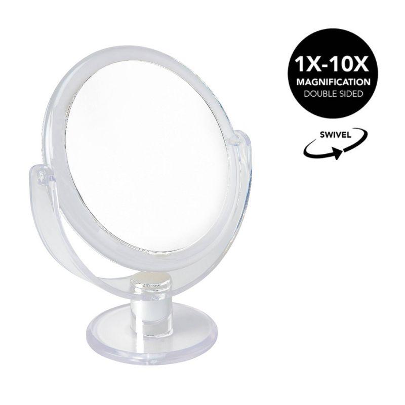 Dual Sided 10X Magnification Clear Vanity Mirror with Rubberized Finish