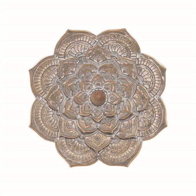 Distressed Patina Metal Layered Flower Wall Sculpture