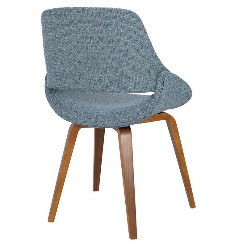 LumiSource Set of 2 Fabrico Mid Century Modern Dining/Accent Chair Walnut Blue:: Polyester Upholstery, Wood Legs, Floor Protectors