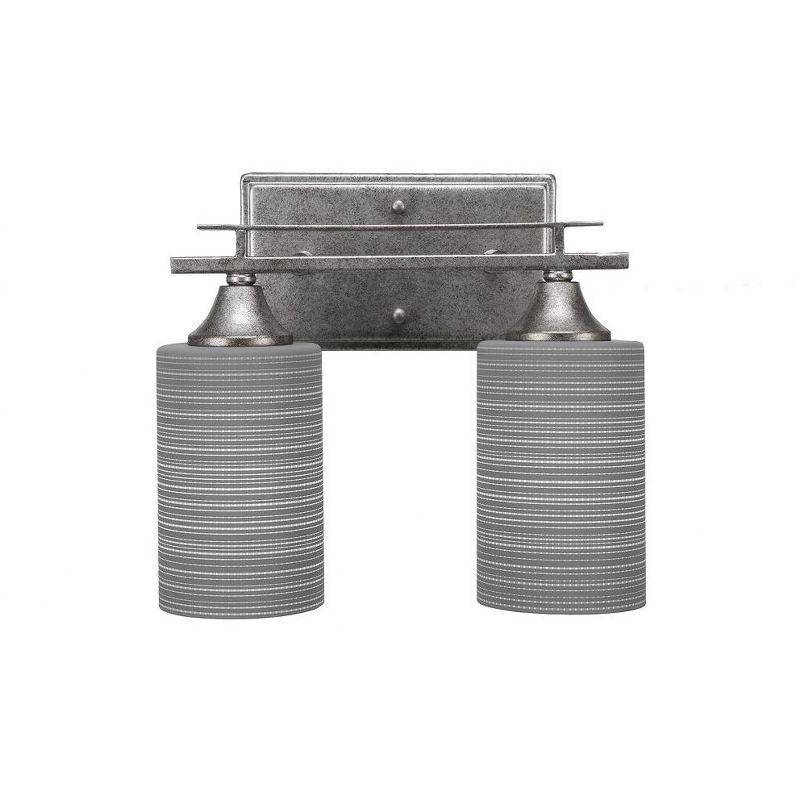 Toltec Lighting Uptowne 2 - Light Vanity in  Aged Silver with 4" Gray Matrix Shade