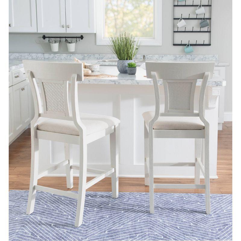 Rylan 26" White Wash Wood and Rattan Counter Stool