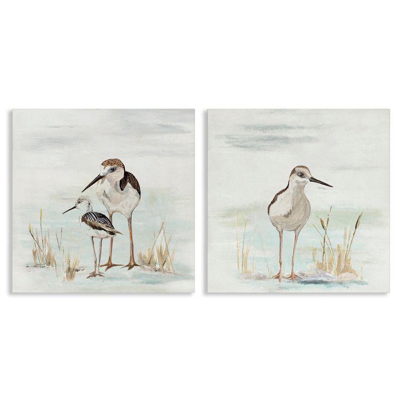 Sandpipers Among Beach Grasses Canvas Wall Art Set