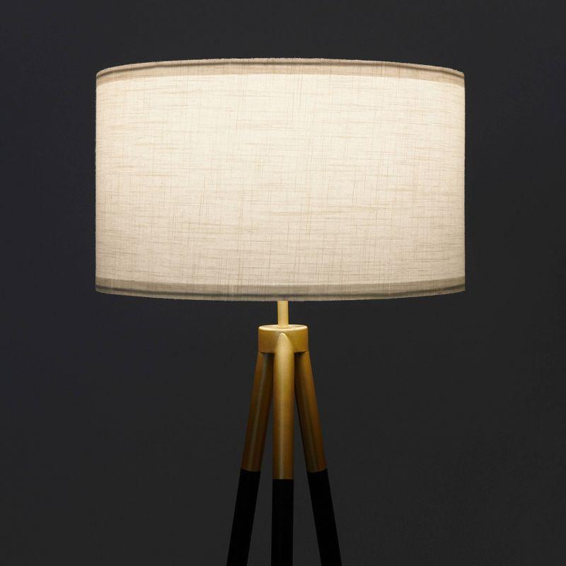 Brightech Levi 61 in. Mid Century Modern Tripod Floor Lamp with Fabric Drum Shade and Gold Finish - LED Bulb Included