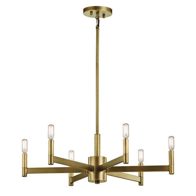 Sleek Modern 26" Black & Brass 6-Light Ambient Chandelier