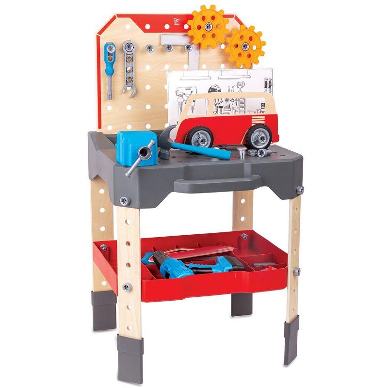 Hape: Junior Inventor: Vehicle Service & Repair Workbench - 71pc, Ages 3+